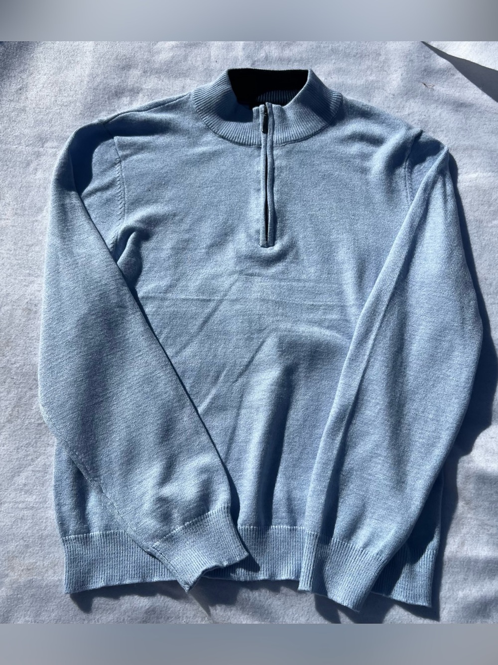 Elie Tahari Blue Pullover Sweater Mens Large Half Zip Viscose Blend Casual